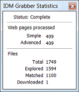 grabber statistics window